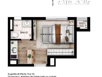 Planta Studio 21,50m�