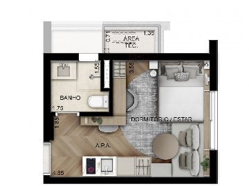 Planta Studio Decorado