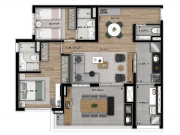 Planta 2 Dormit�rios Ampliado