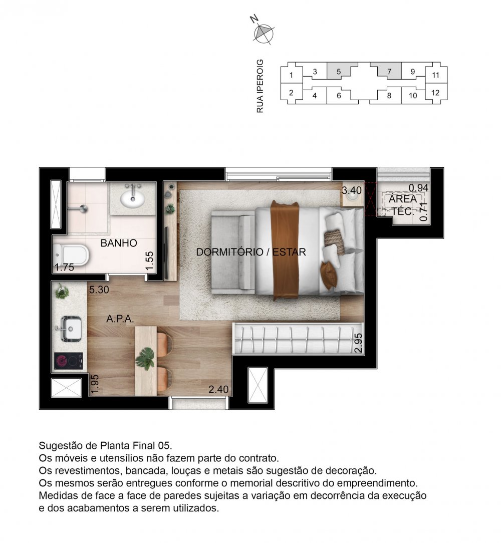Planta Studio 21,50m²