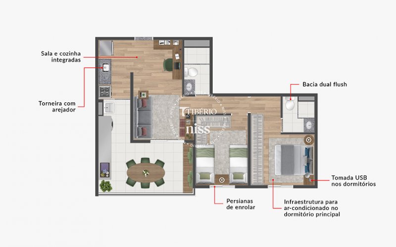 Planta-2-dormitorios-padrao--64-54m�