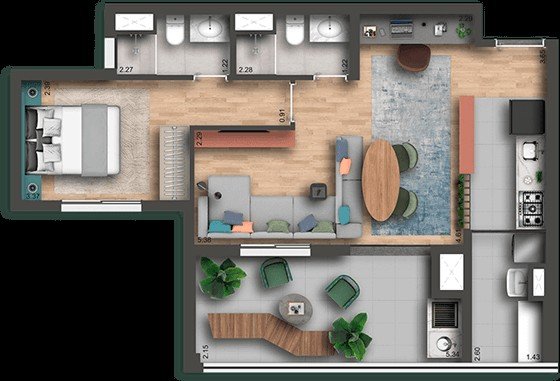 PLANTA OP��O HOME OFFICE 63M�